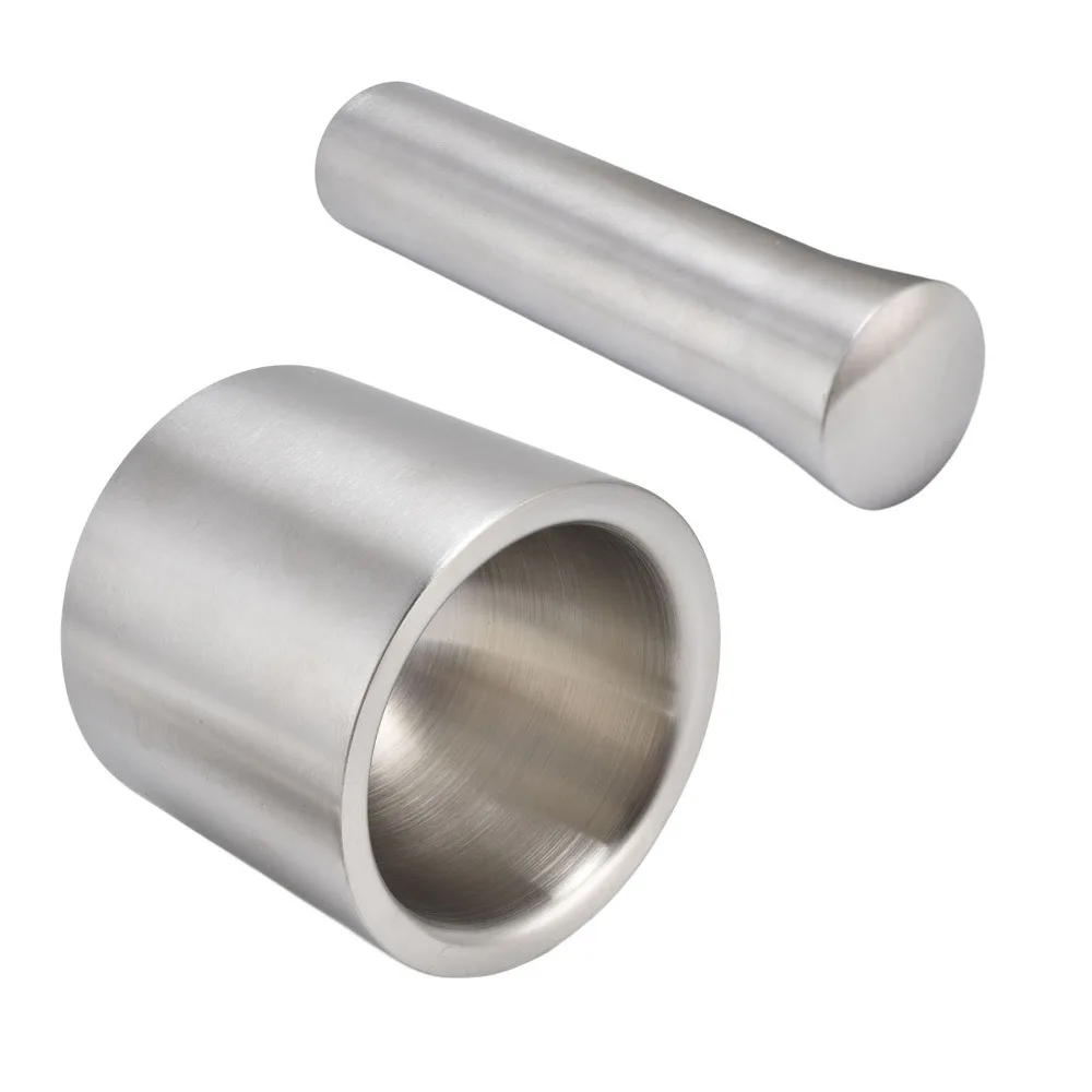 

304 Stainless Steel Mortar Pestle With Lid Ergonomic Design Spice Grinder Practical Cleanable Garlic Pounder Food Preparation