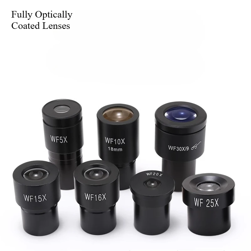 مجهر بيولوجي عدسة واسعة الزاوية WF5X WF10X WF16X WF20X 23.2 مللي متر واجهة مجهر زجاجي بصري ملحق