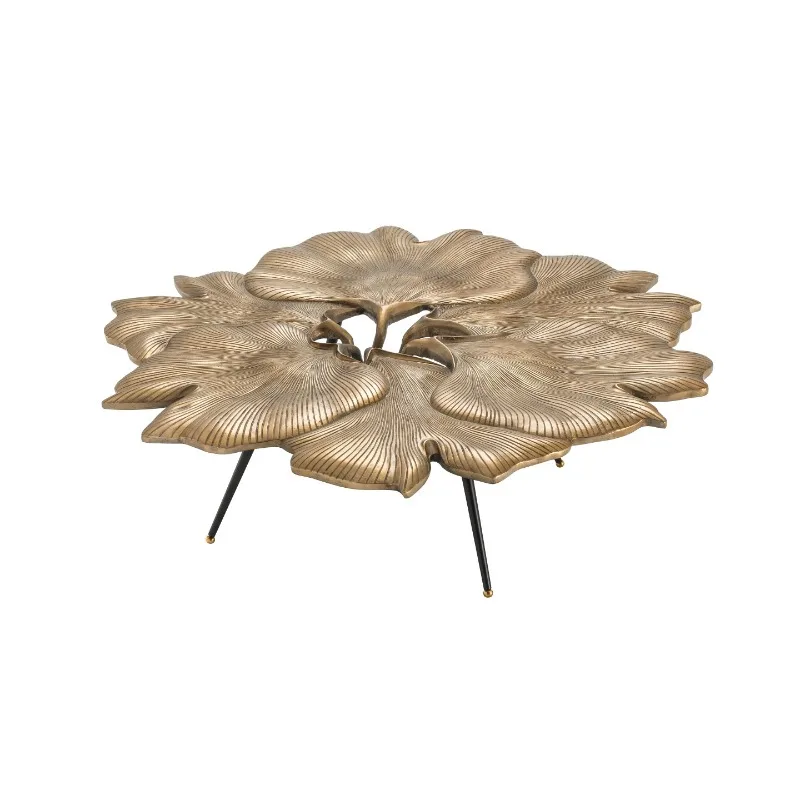 

Light luxury creative pure copper edge, living room, sofa corner, modern villa model room artistic sense