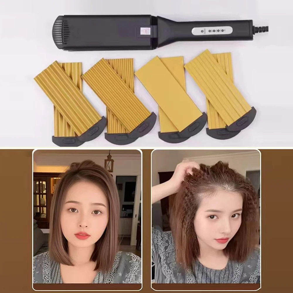 Crimper Wave Fluffy Hair Iron Electric Modeling Brush Hair Straightener Corn Flat Iron Hair Corrugation Plate Clip Hair Curler