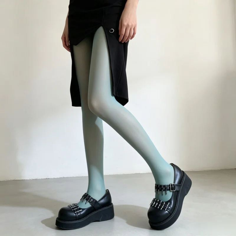 Women Y2K Dopamine Stretchy Pantyhose Breathable Elastic Nylon Sheer Tights White Green Multicolor Hosiery Streetwear Outfit