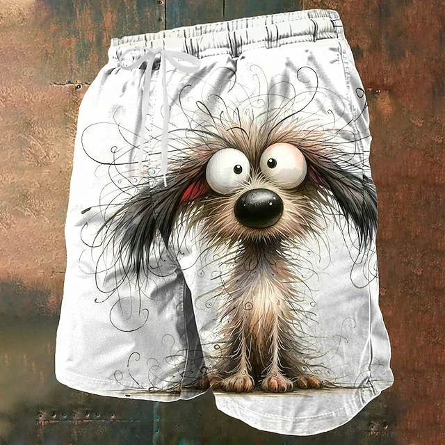 

Funny Cartoon Animal Pattern Beach Shorts Men Multiple Character Duck Dog Cat Couple Matching Quick Dry Casual Swim Trunks