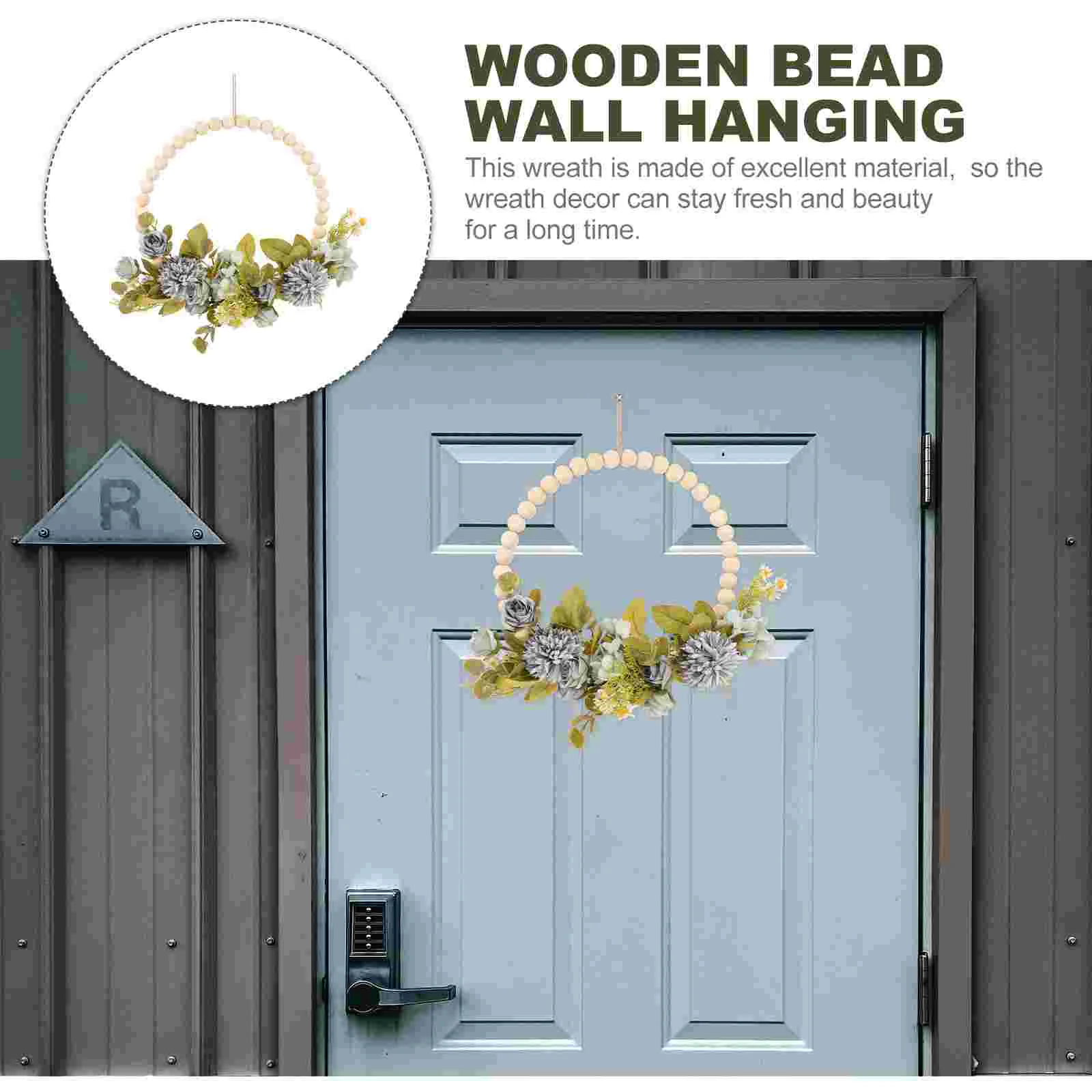 Wall Hanging Decor Faux Wood Bead Garland Wedding Wooden Wreath Floral Wreaths for Front Door