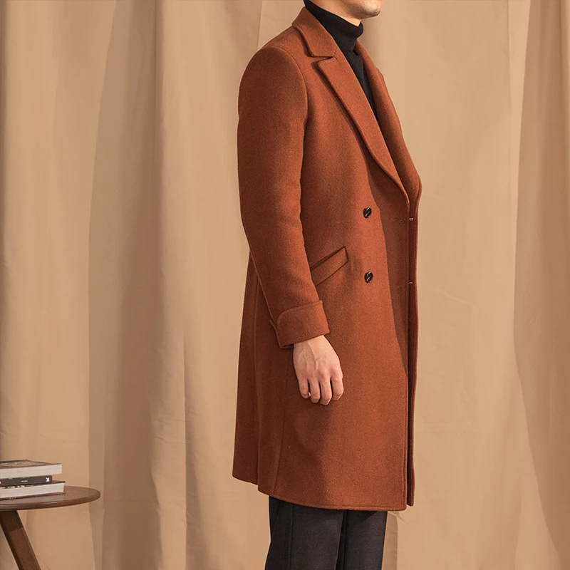 Mr. Lu San 60% wool winter gentry chestfield double-breasted long coat warm coat