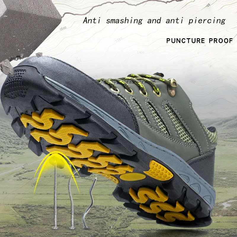 Zapatos protectores transpirables con punta de acero, calzado de seguridad con aislamiento, resistente a impactos y perforaciones, para primavera y