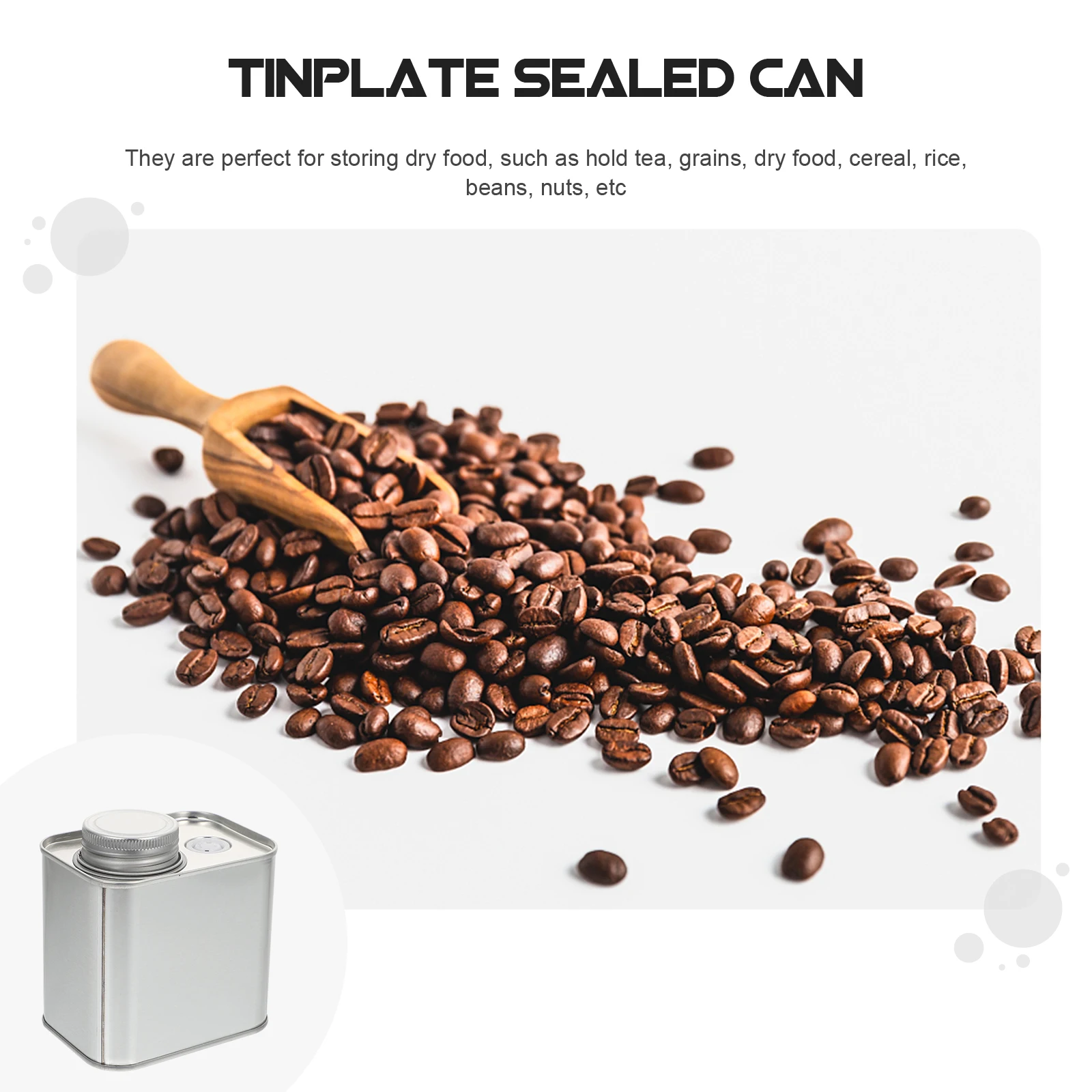 

2pcs Coffee Bean Powder Tin Can Food Containers Square Sealed Storage Cases Silver Color Dry Snack Boxes Tea Packaging