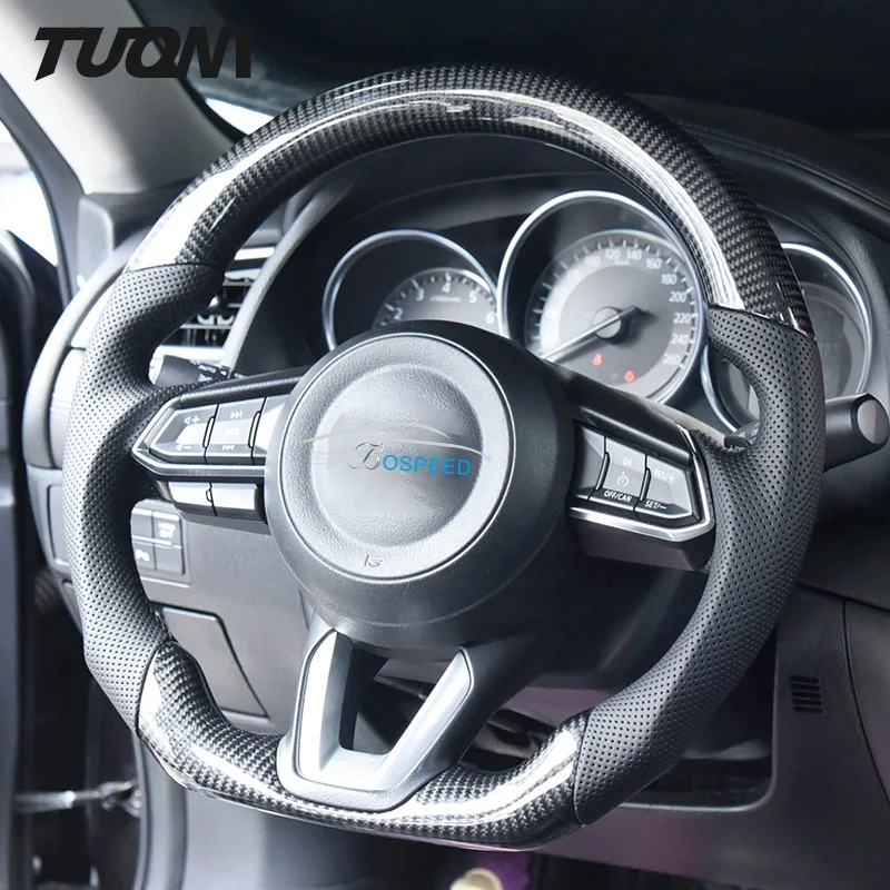 

Carbon Fiber Steering Wheel For Mazda 3 6 RX8 RX7 Axela MX5 RX4 CX5 CX3 BT50 Perforated Leather Heating