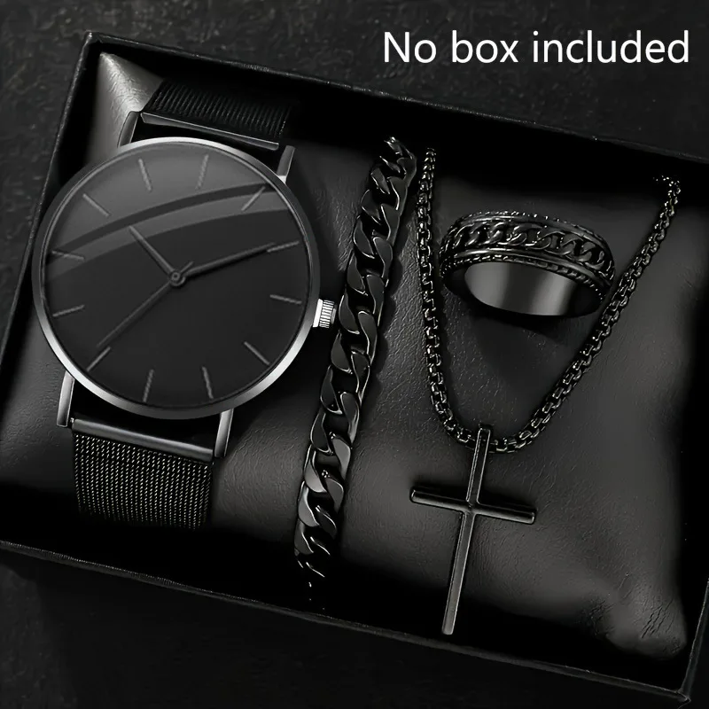 5 قطعة مجموعة أزياء الرجال الساعات الرياضية رجل الأعمال كوارتز ساعة اليد الفاخرة سوار من الجلد الرجال ساعة عادية (بدون صندوق)