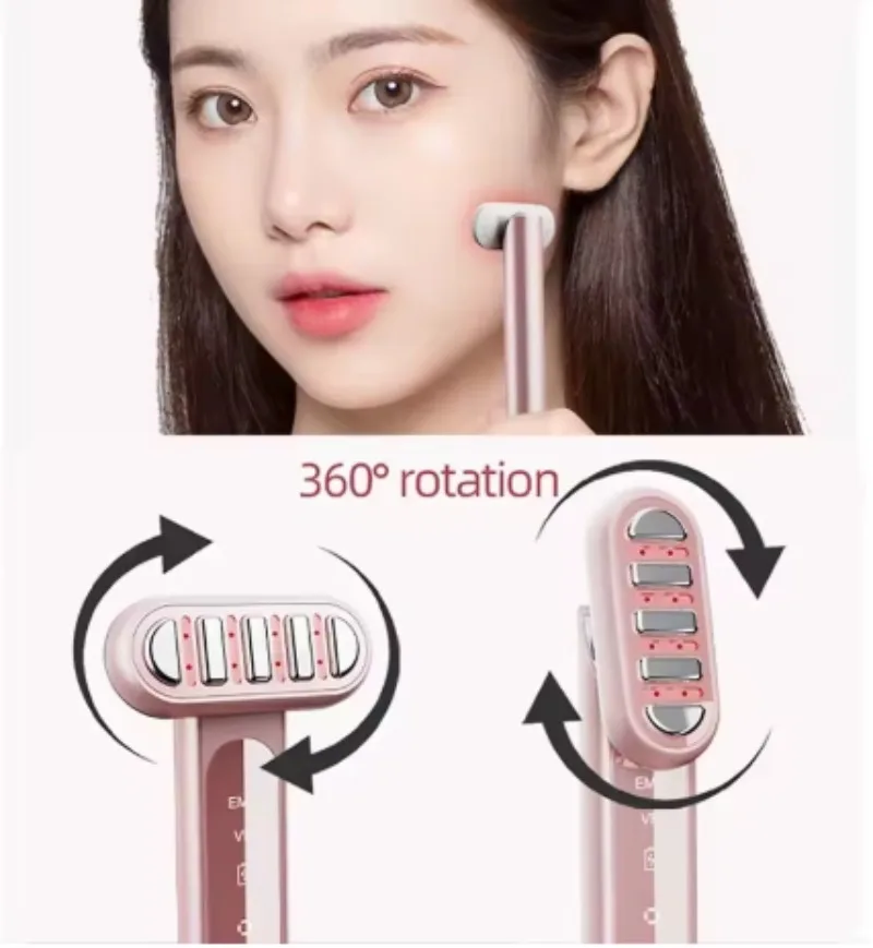 360° Face Eye Beauty Device EMS Microcurrent Facial Face Eyes Massager Wand Reduce Wrinkles Anti-Aging Skin Care LED Display