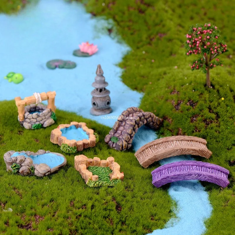

Miniature Landscape Fairy Garden Accessories Mini Lighthouse Water Well Bridge Cottages Ornament DIY Miniature Garden Decorarion