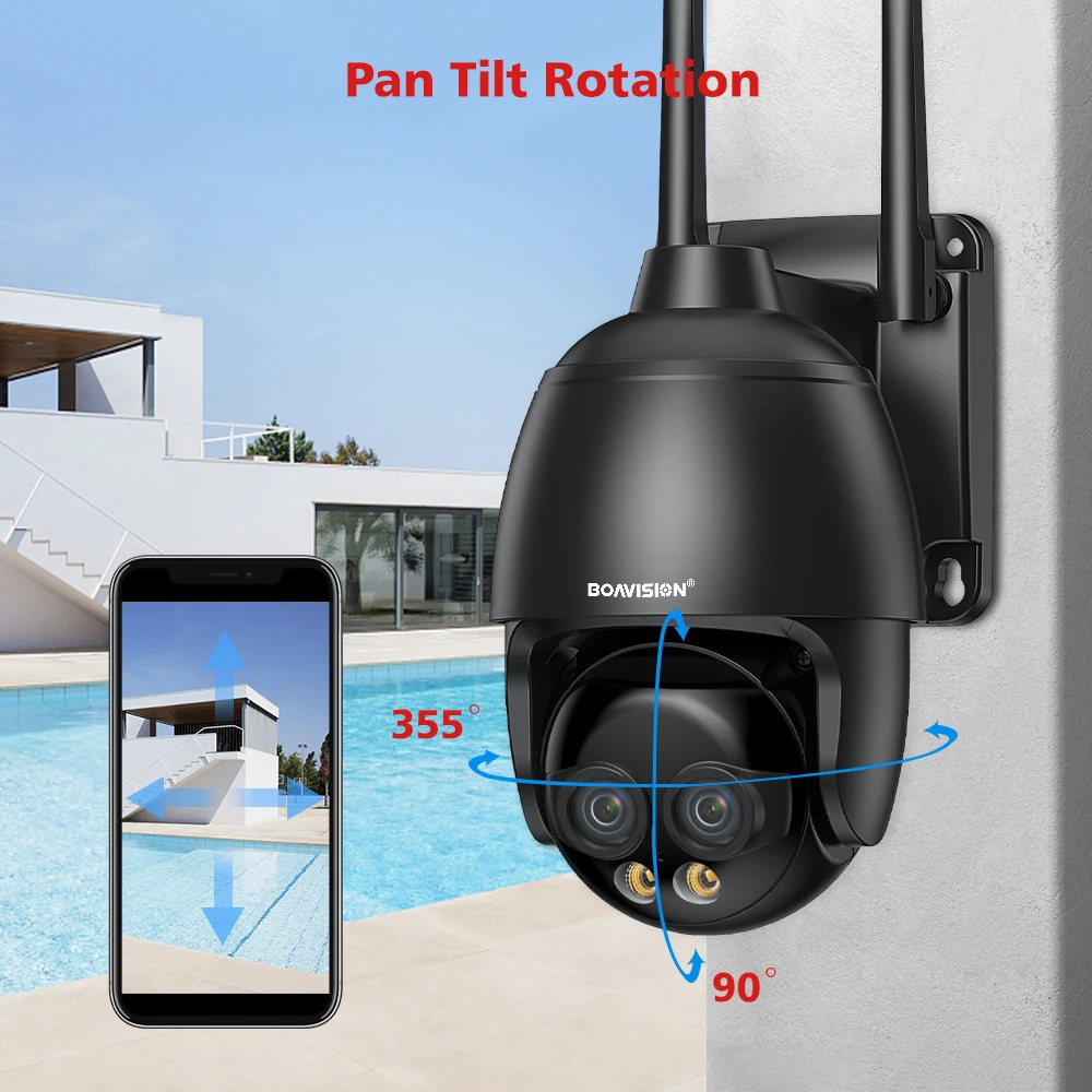 HD 8MP WIFI/4G SIM Karte/POE Cam 10X Digital Zoom AI Humanoiden Erkennung Auto Tracking 2,8mm 8mm Dual Lens Cam