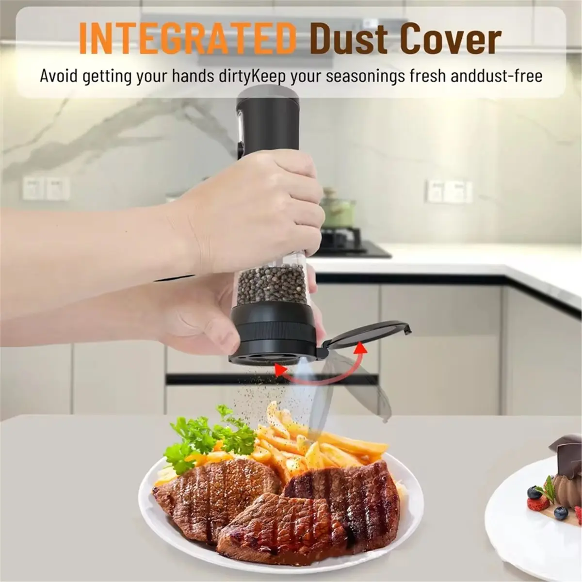 Conjunto de moedor de sal e pimenta elétrico com base recarregável LED indicador de eletricidade aspereza ajustável para cozinha