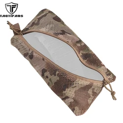 6 * 12in Tactical Mesh EDC Pouch Net Storage Bag Utility Tool Pocket Modular Admin Pouch Two-way Zipper Camping Travel Hunting Bag