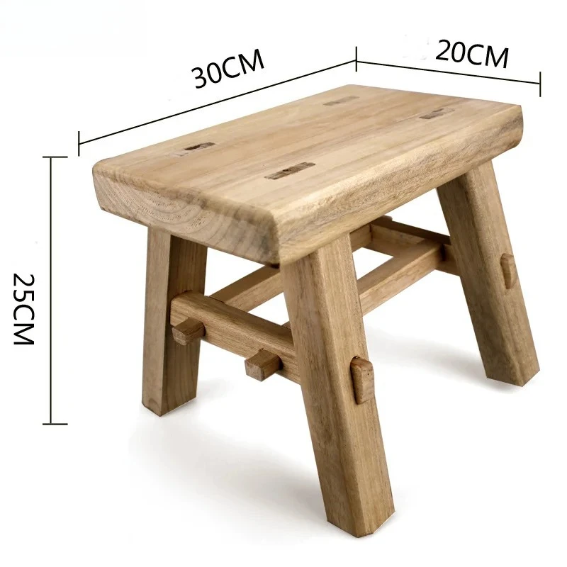 Mortise and Tenon Joint Primitive Wooden Handmade Stool Unique
