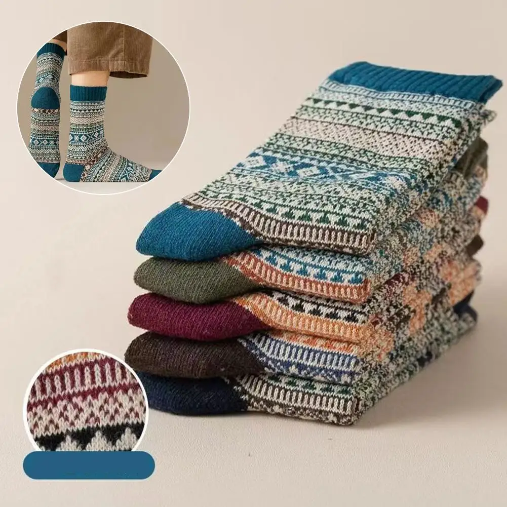 

Men's Socks Retro Ethnic High Tube Stocks Autumn Winter Thick Warm Socks Japanese Thick Ins Socks Breathable