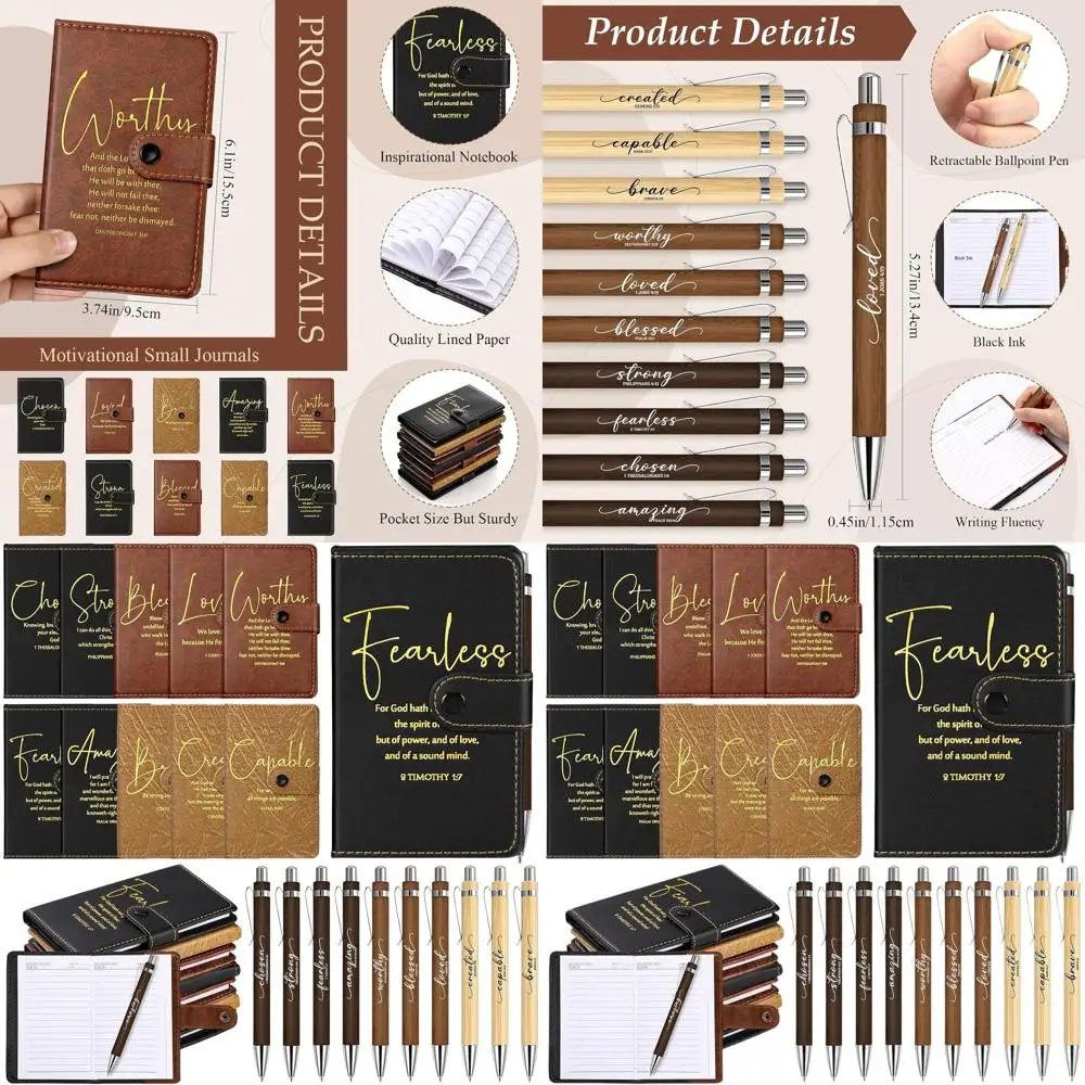 

Bulk 60-Piece Christian Prayer Journals with Bible Verse Pens, Ideal for Church & Sunday School Gifts (Dark Brown, Light Brown,