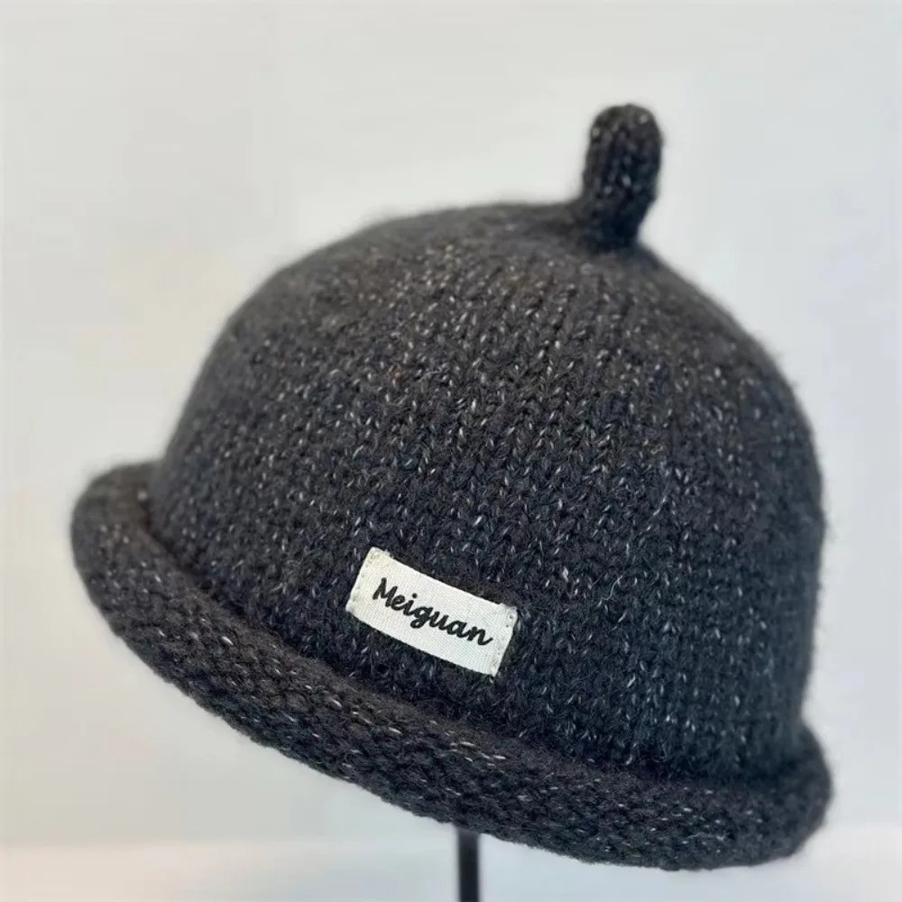 Fashion Solid Color Knitted Beanies Cap Rolled Edge Multifunction Melon Skin Hat Beret Keep Warm Pacifier Cap Winter