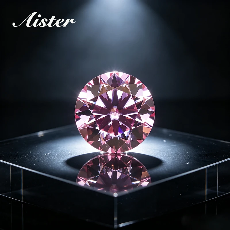 Sakura Colored Round Cut Moissanite Stone 3.0mm-11.0mm VVS1 Moissanita Loose Gemstone Diamond Tester with GRA Report