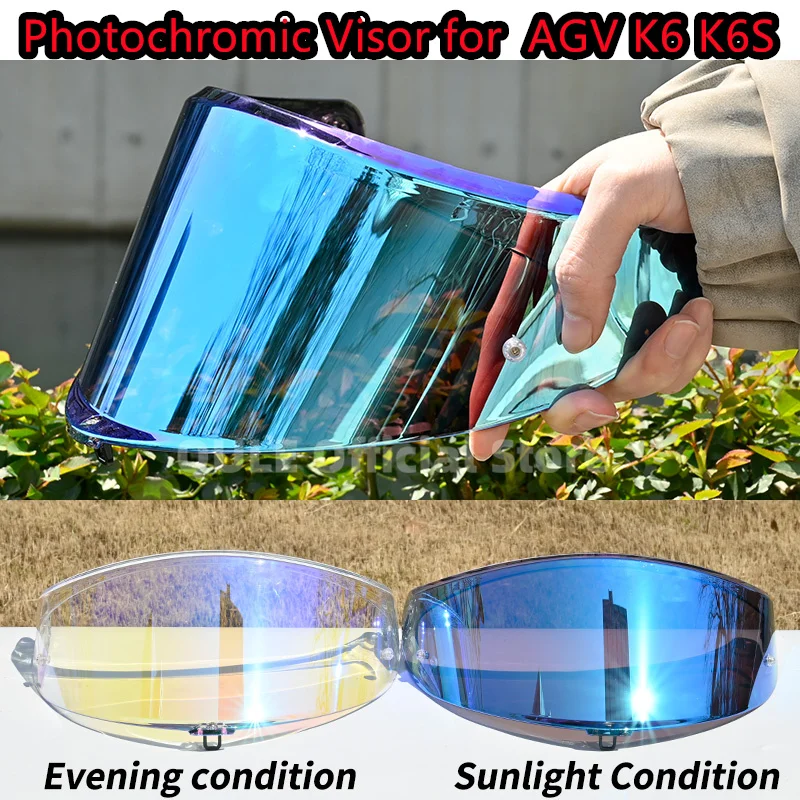 NONE Photochrome Visier für AGV K6 K6s Helm Brille Bildschirm Schild Windschutzscheibe Zubehör Teile Autochrome Linse 3