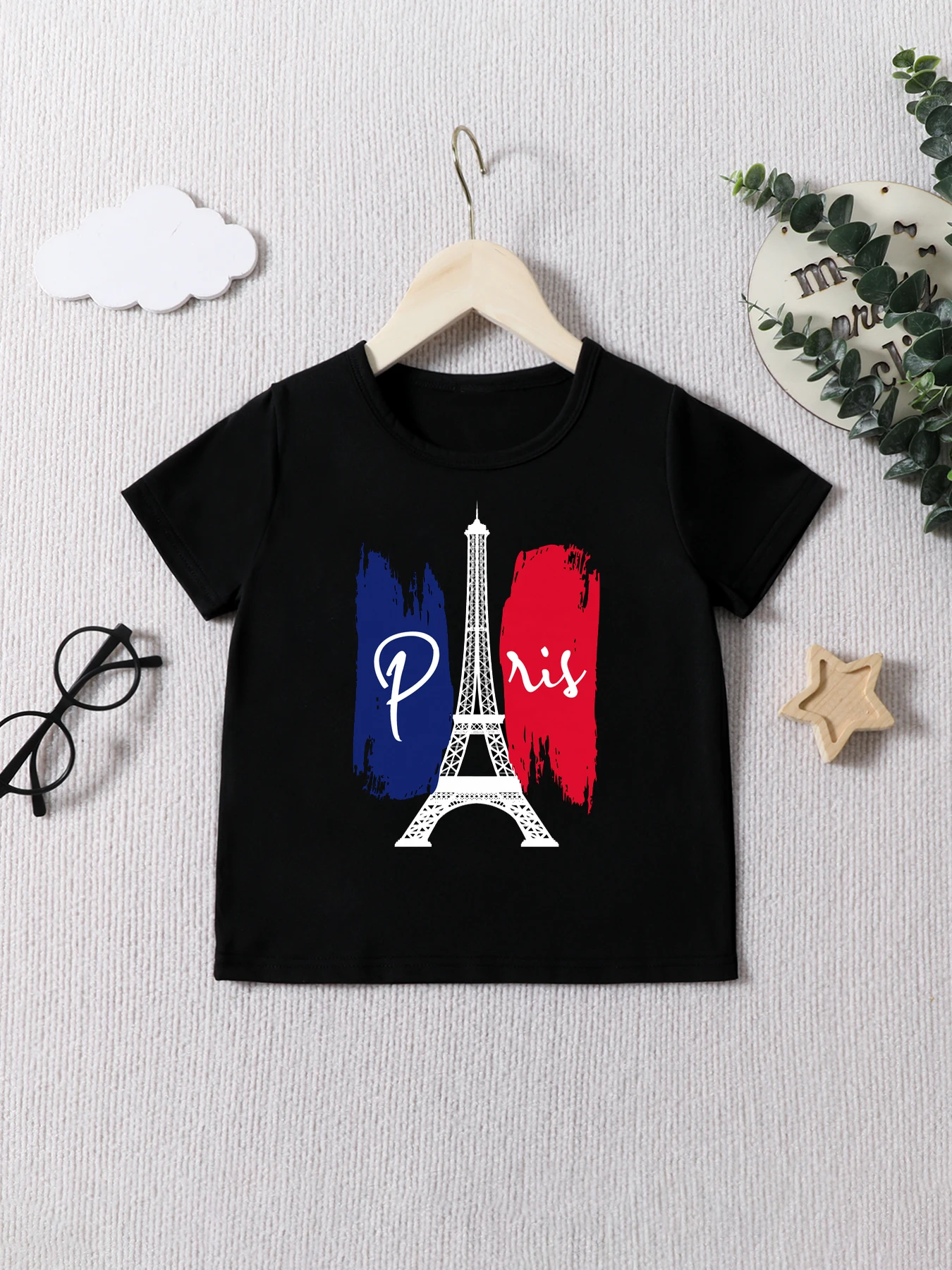 Kid's I Love Paris Color Block Print T-Shirt