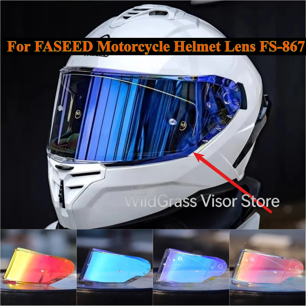 

FASEED Motorcycle Helmet Lens FS-867 Original Special Lens Day and Night Dual-use Flat Mirror Bubble Mirror Visière Moto