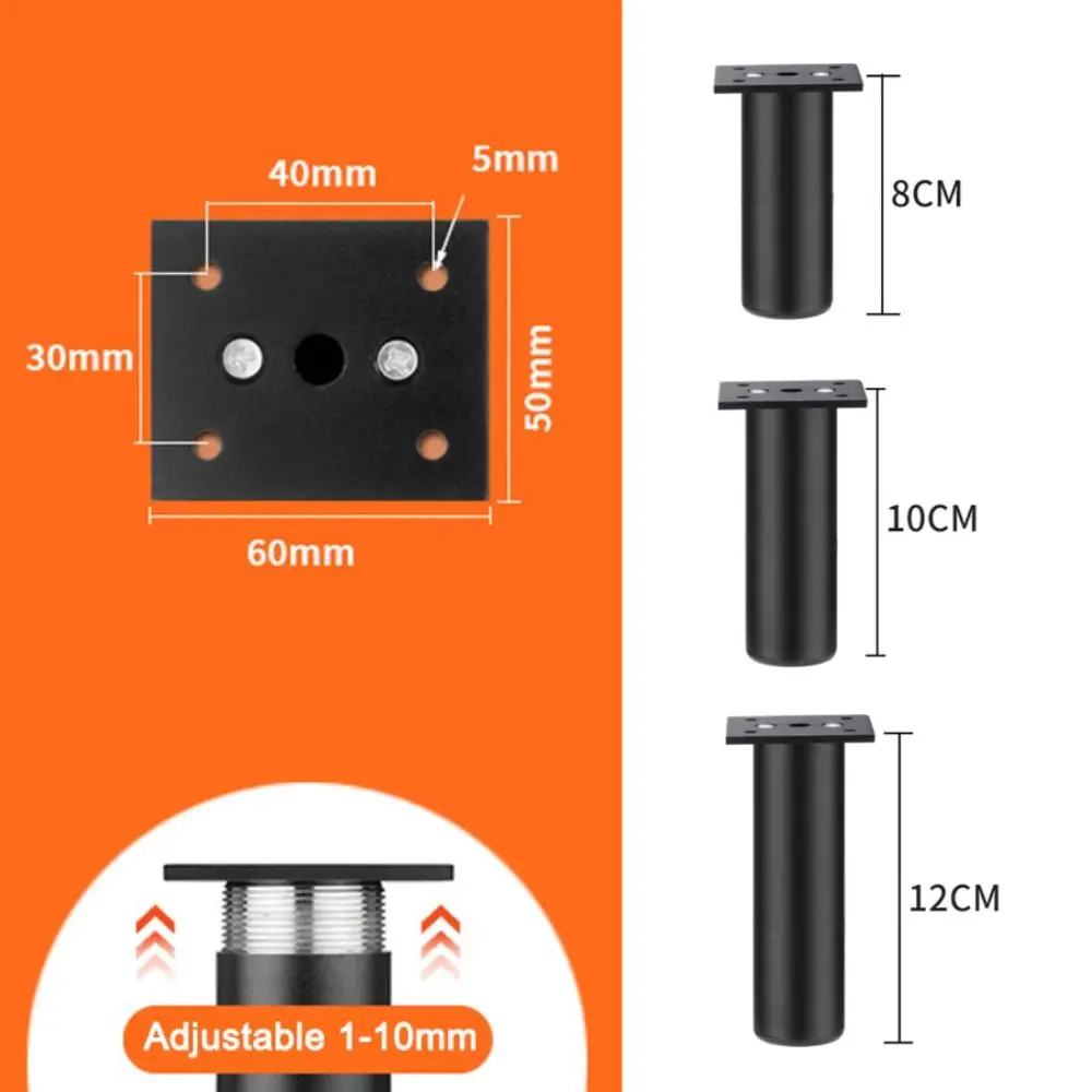Gambe per mobili in lega di alluminio Sostituzione regolabile per comodino Scatola portaoggetti Gamba resistente all'usura Antigraffio