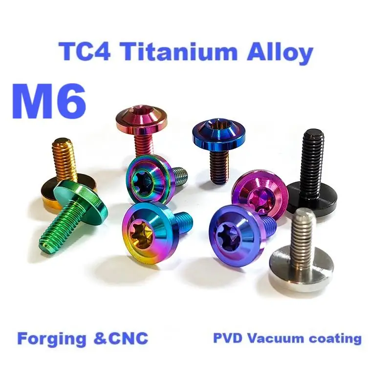 TC4 Titanium Alloy Flying saucer head (Inside plum) screw Head outer diameter 16mm,GR5 screws M6,Length10/15/20/25/30/35/40mm.