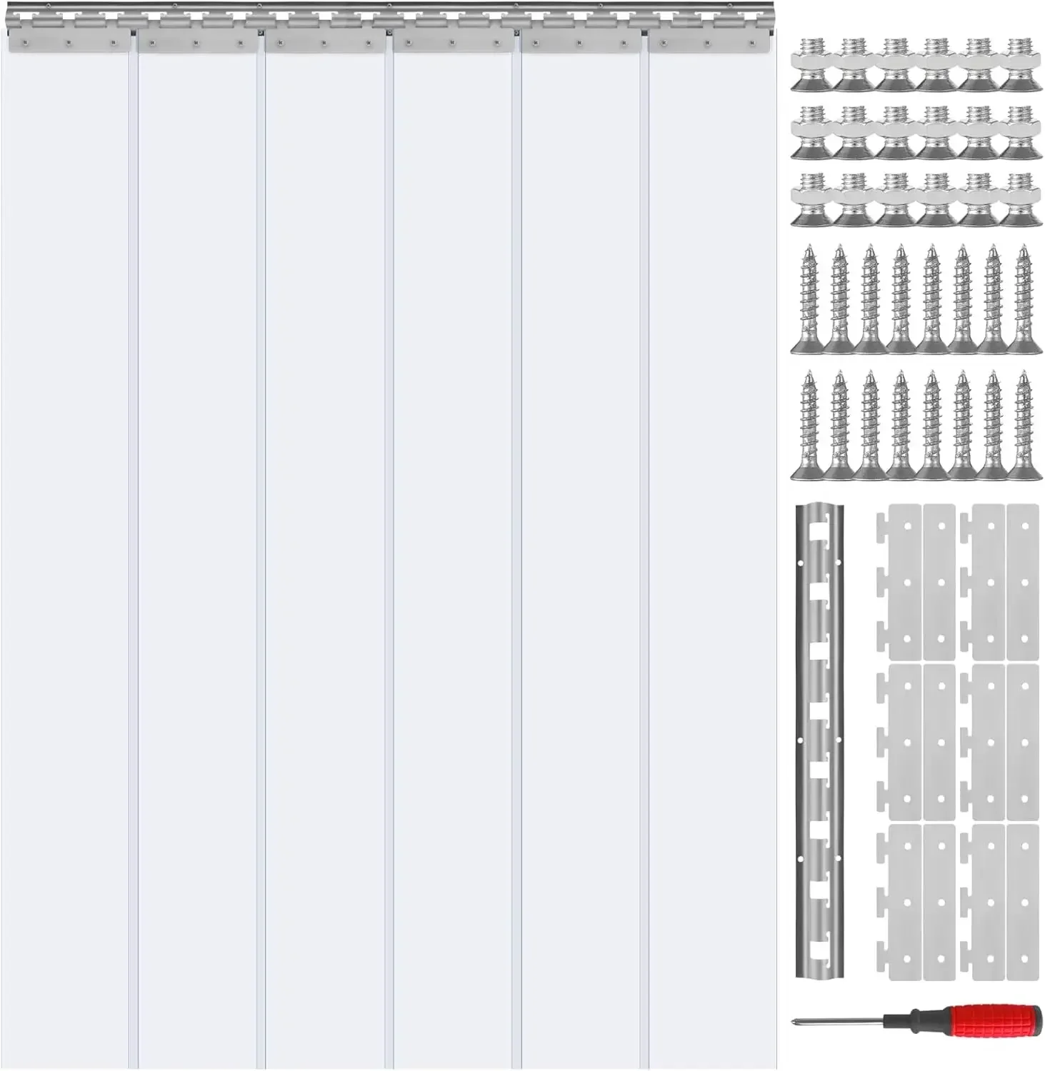 

Полосатая занавеска, высота 84 дюйма x ширина 38 дюймов, толщина 0,08 дюйма, прозрачная дверная занавеска из ПВХ с полосой из 6 шт.