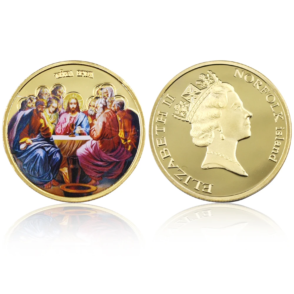 Jesus Coin Gilded Queen Elizabeth II Gold Coin Spray Painting Craft Decoration Commemorative Coin Collection Gift