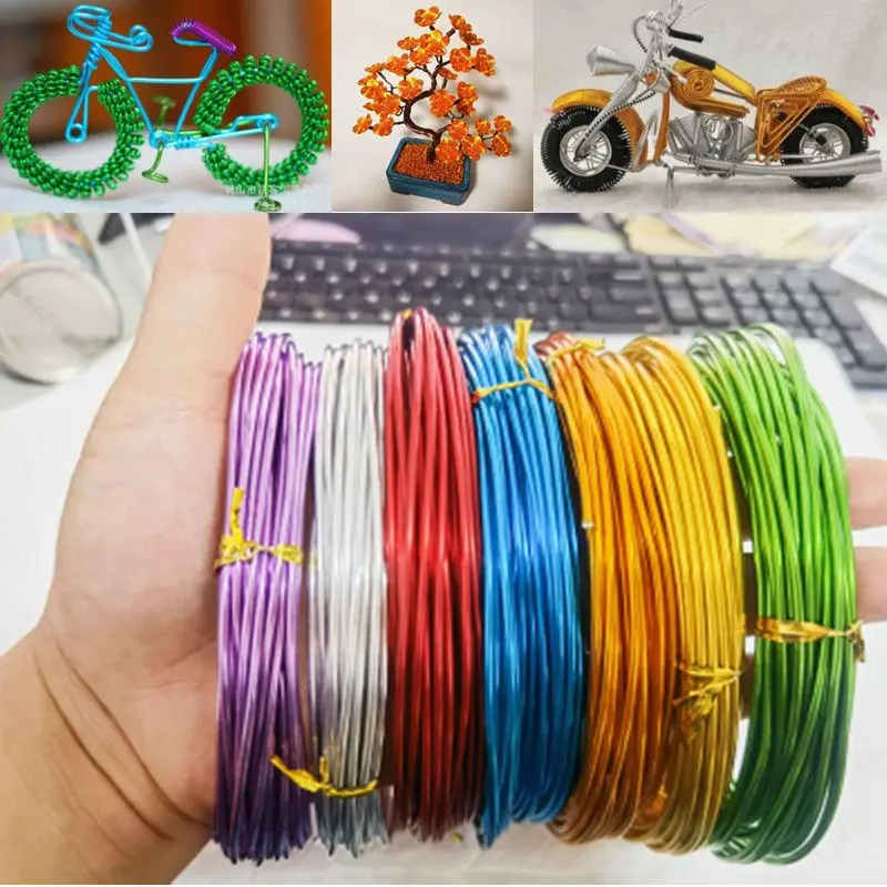 1/1.5/2/2.5/3mm Coloured Oxidised Soft Aluminium Wire Diy Hand Woven Bonsai Modelling Material 5M Garden Planting Handicraft