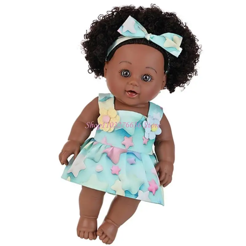 R6FD Afro fryzura Reborns zabawka 30cm afrykańska ameryka dziewczyna lalka zabawka edukacyjna dla dzieci
