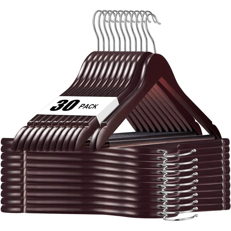 

Wooden Hangers 30 Pack Wood Clothes Hangers Smooth Finish Wooden Coat Hangers
