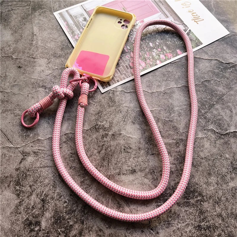 Mobile Strap Pendant Crossbody Landyard With Patch Phone Lanyard Metal Keyring Keychain Lanyard Pink Phone Charm Accessories