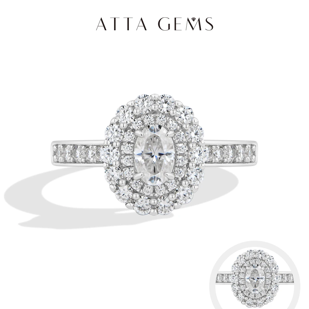 

ATTAGEMS Oval Cut 0.5ct Synthetic Moissanite Ring 925 Sterling Silver Diamond Wedding Rings forWomen Luxury Quality Fine Jewelry