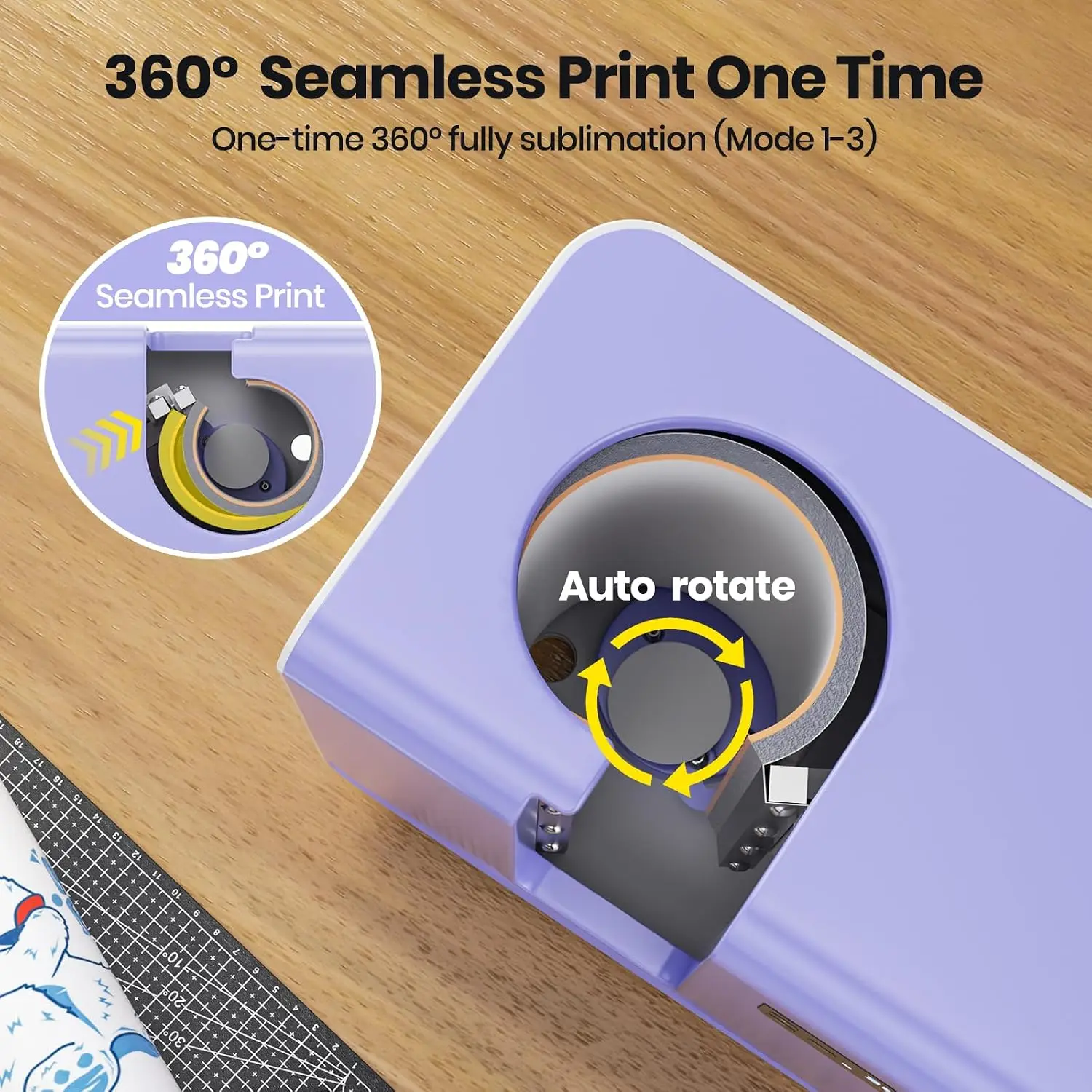 Auto Tumbler Heat Press Machine, Automatic Rotating Tumbler Press, Pressure Setting Mug Press for Seamless Print, Even Heating