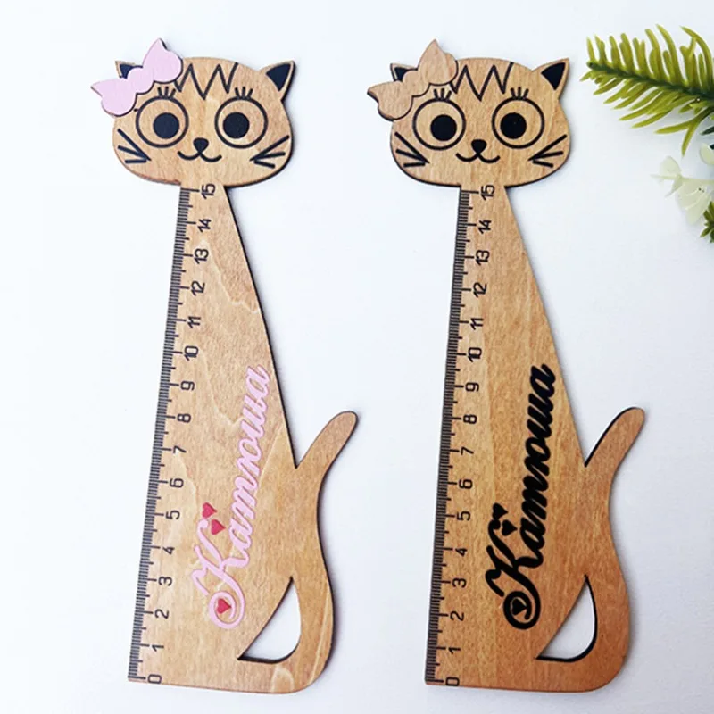 

Wooden Ruler Cartoon Cute Cat Wooden Ruler Drawing Scale Student Stationery Korean Version Wooden Learning