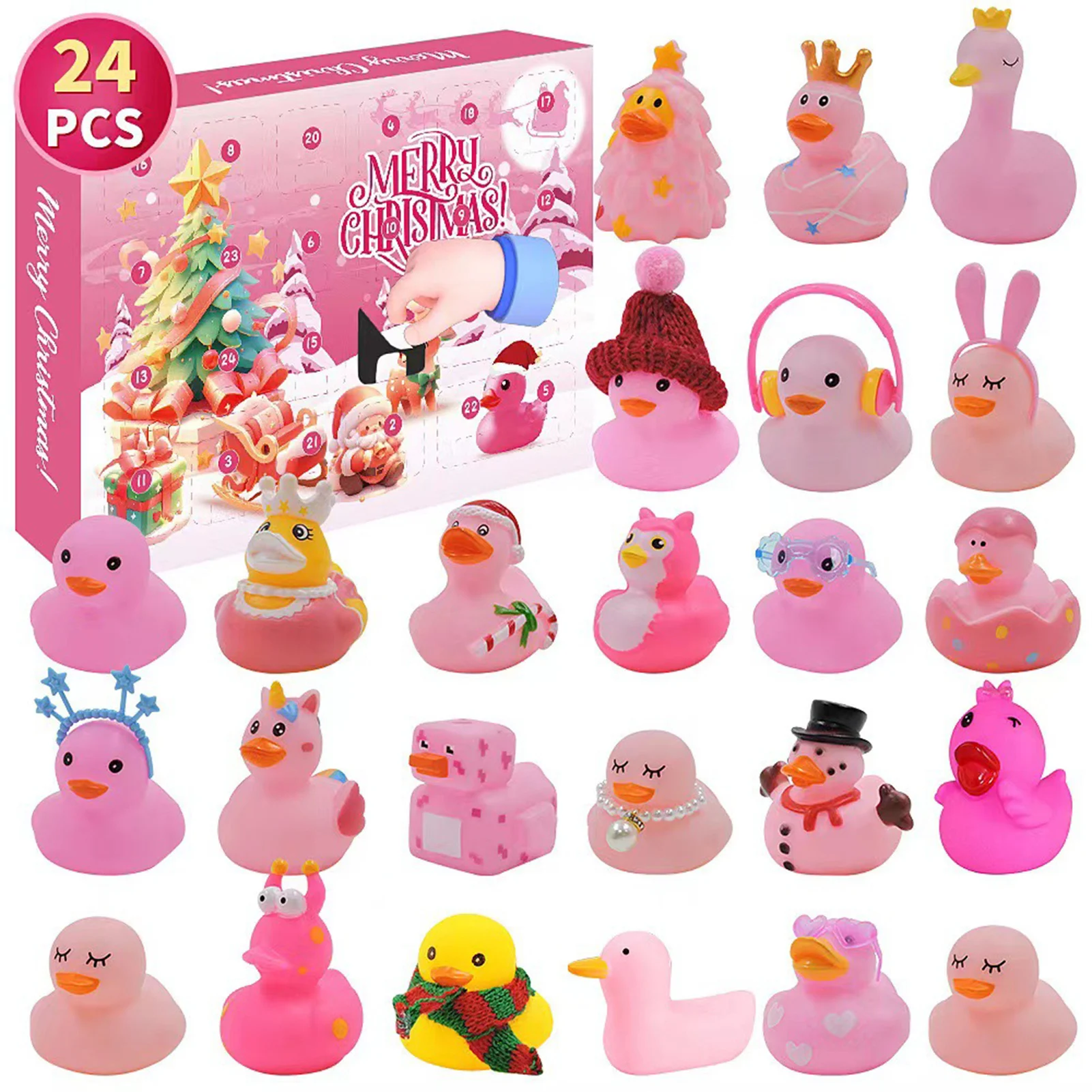 Advent Calendar 2024 Ducks Toys 24 Days Countdown Calendar with Ducks for Christmas Party Favor Xmas Gifts