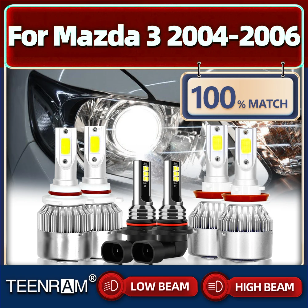 

360W 60000LM LED Car Headlight Bulbs High Low Beam Auto Light White 6000K 12V Turbo Fog Lamps For Mazda 3 2004 2005 2006