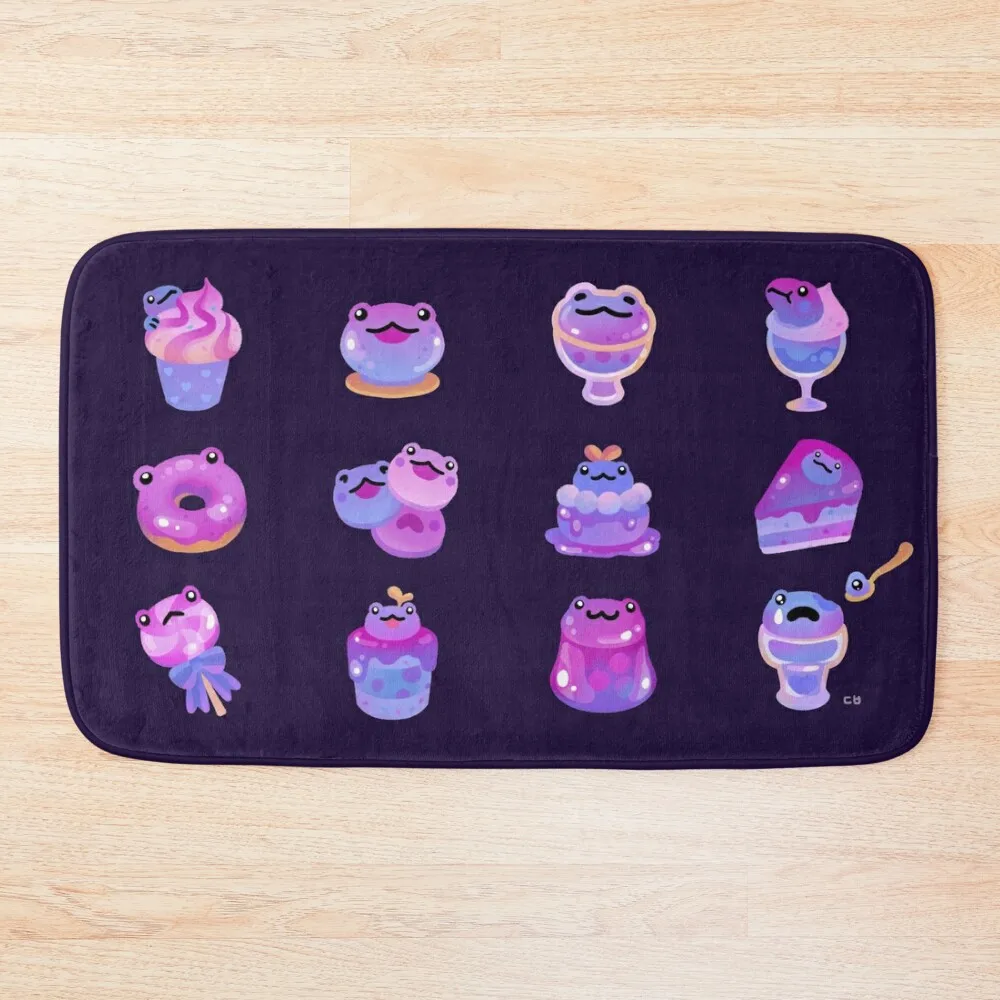 

Blueberry frog - dark Bath Mat Modern Bathroom Accessories Washable Non-Slip Kitchen Rug Mat