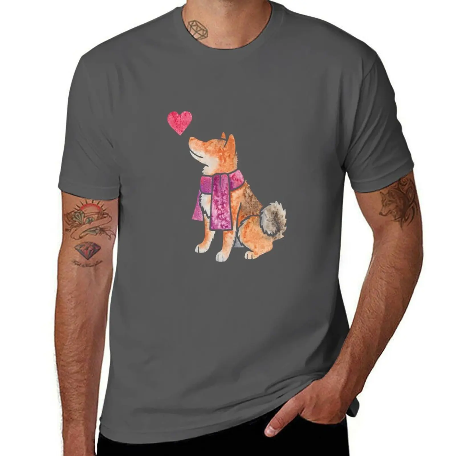 Watercolour Shiba Inu T-Shirt anime tshirt t shirt man cotton T-Shirt