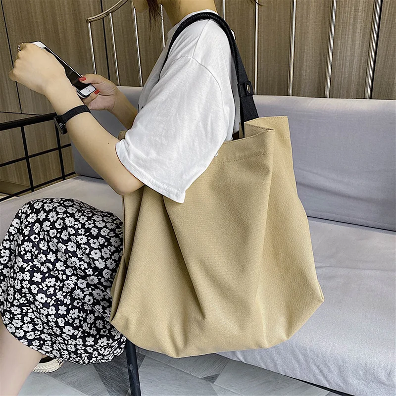 Bolsa de ombro colorida pura para mulheres, grande capacidade literária, artística, bolsas de lazer, bolsas japonesas, nova, na moda