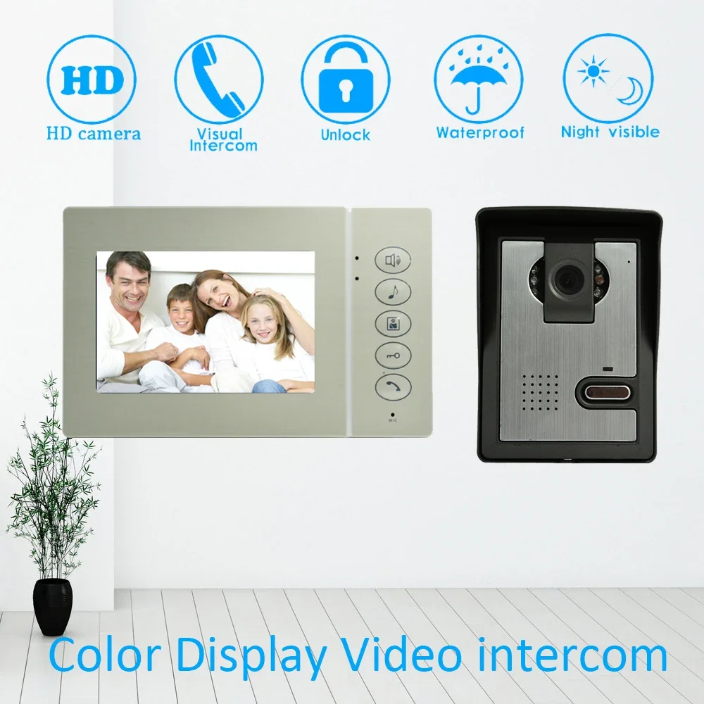 1Set 4 Inch LCD Building Intercom System Wired Door Nell Ring Smart Video Door Phone Night Vision Camera Waterproof