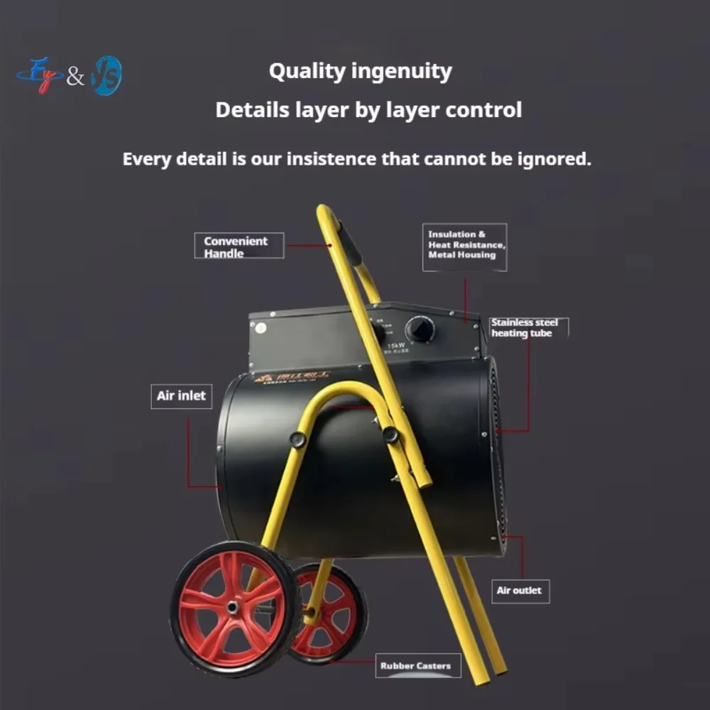 High Quality 15KW 30KW Portable Electric Fan Heater, Heat Resistant Warm Air Blower, Industrial Room Heater Dryer Fan