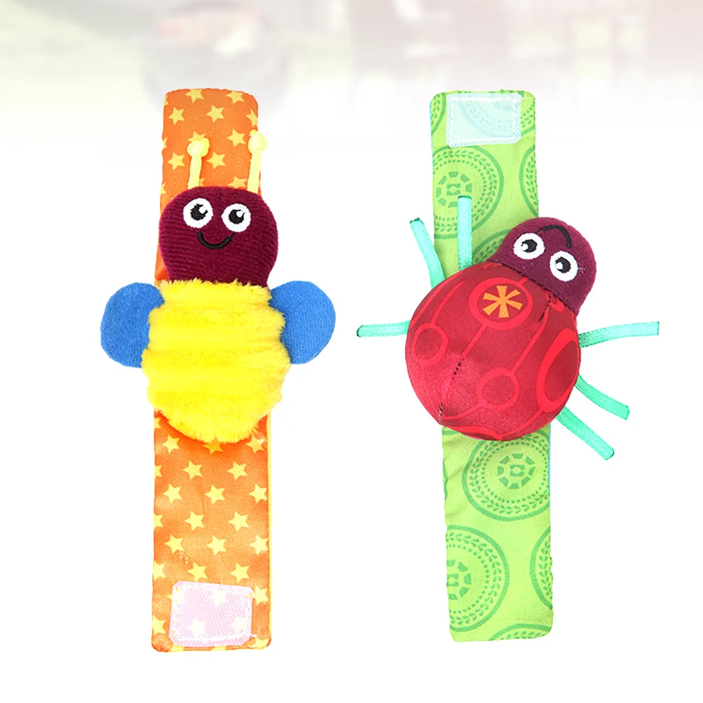 2 pezzi sonaglio da polso per bambini scarabeo ape campana cinturino educativo sicuro per lo sviluppo infantile regalo sonaglio da polso comfort