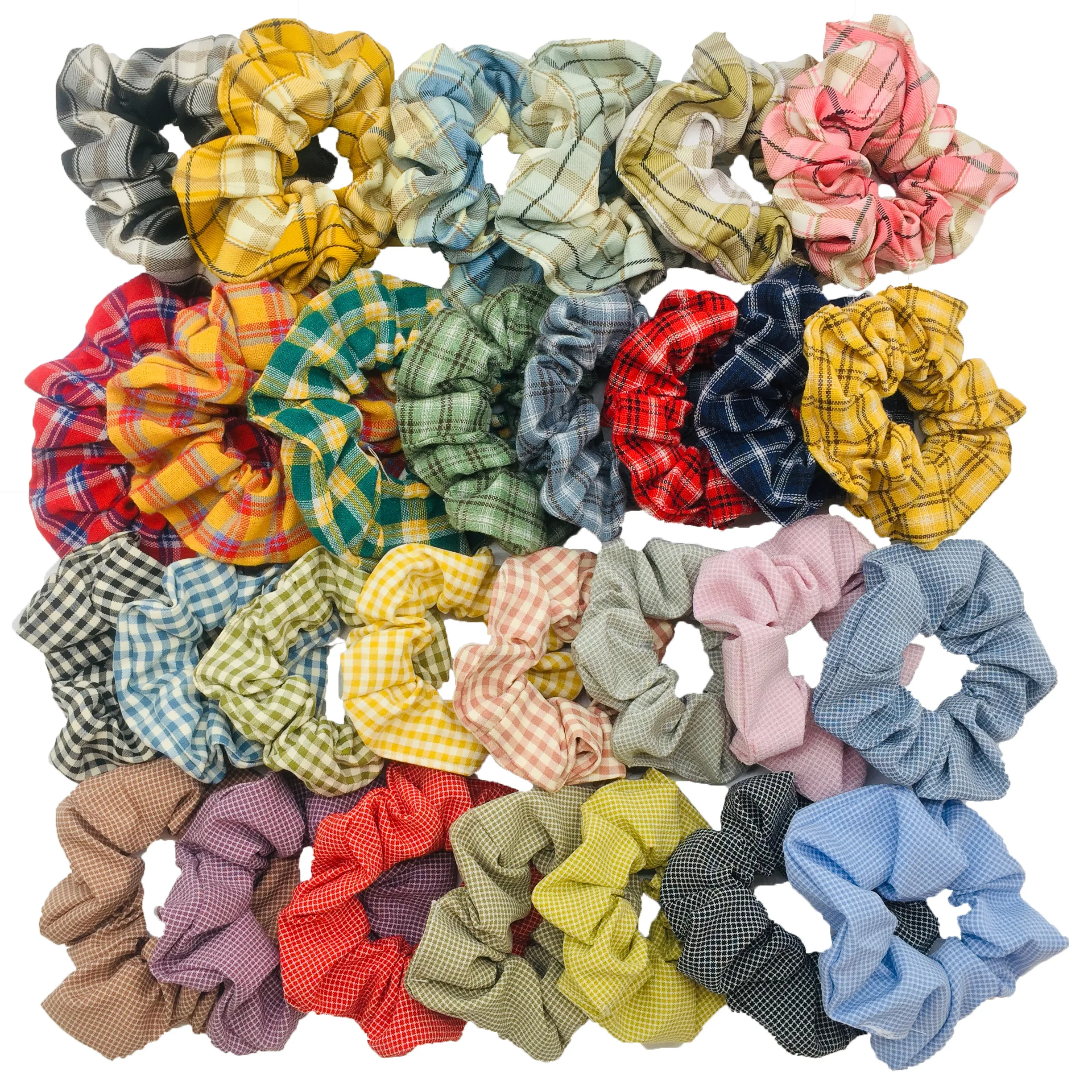 6/1pcs Hair Scrunchies Elastic Band For Women Girls Holder Rubber Accessories Velvet Chiffon Plaid Solid Color Black Hair holder