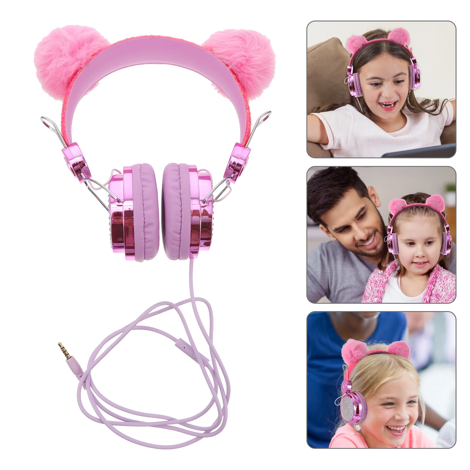 

Cat Ear Headphones over Kids Cute Headset with Mic Wired Abs Wireless for Girls