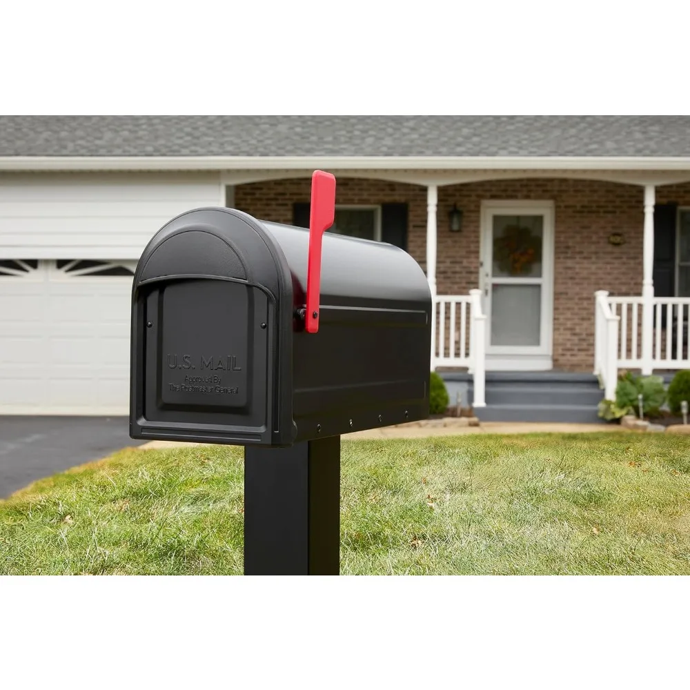 Mailboxes Barrington Galvanized Steel Post Mount Mailbox, Compatibility Code F, 7900-1B-R-10, Black, Large Capacity