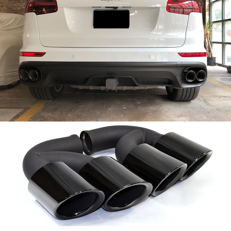 Quad Stainless Steel Exhaust Tip For Porsche Cayenne 958 92A V6 V8 2011-2014 GTS Design Exhaust Pipe Exhaust System Muffler Tip