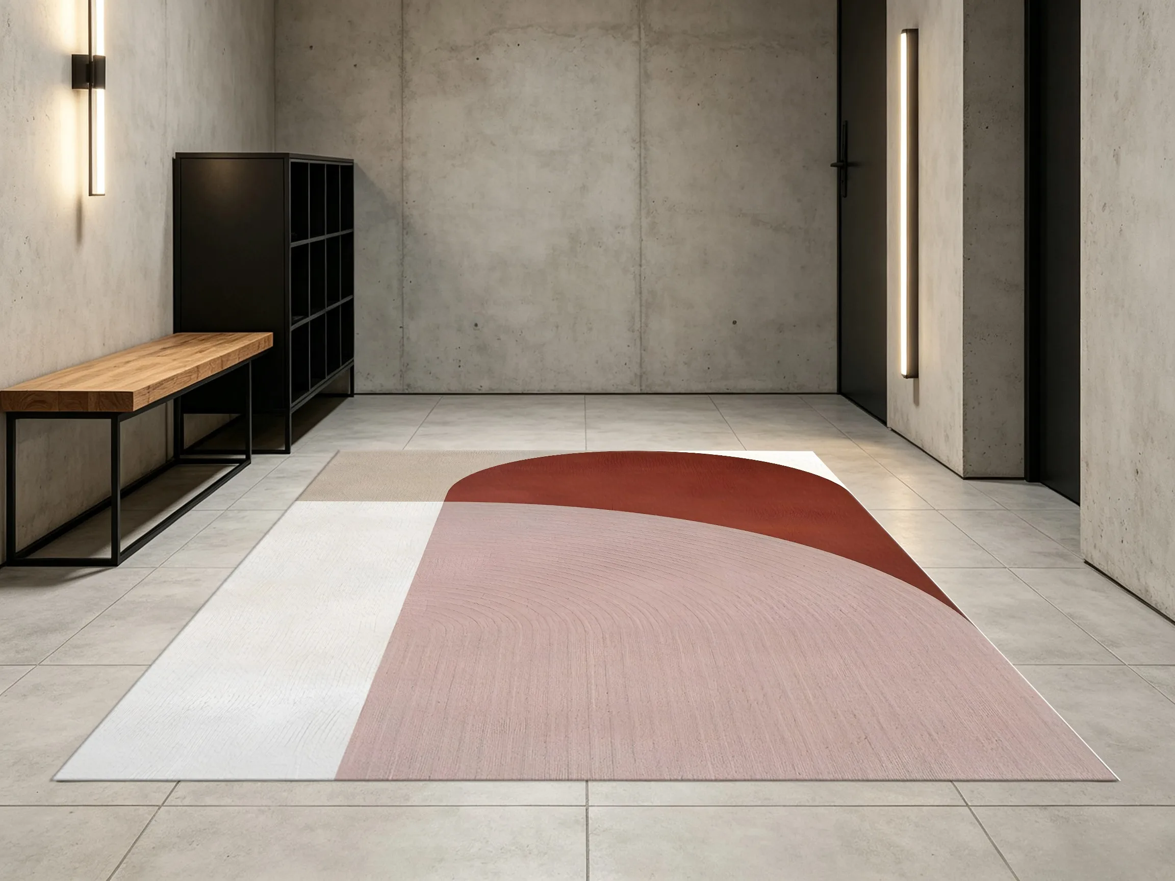 Morandi Curved Geometric Patchwork Velvet Rug, Nordic Minimalist Decor for Living Room, Bedroom & Coffee Table