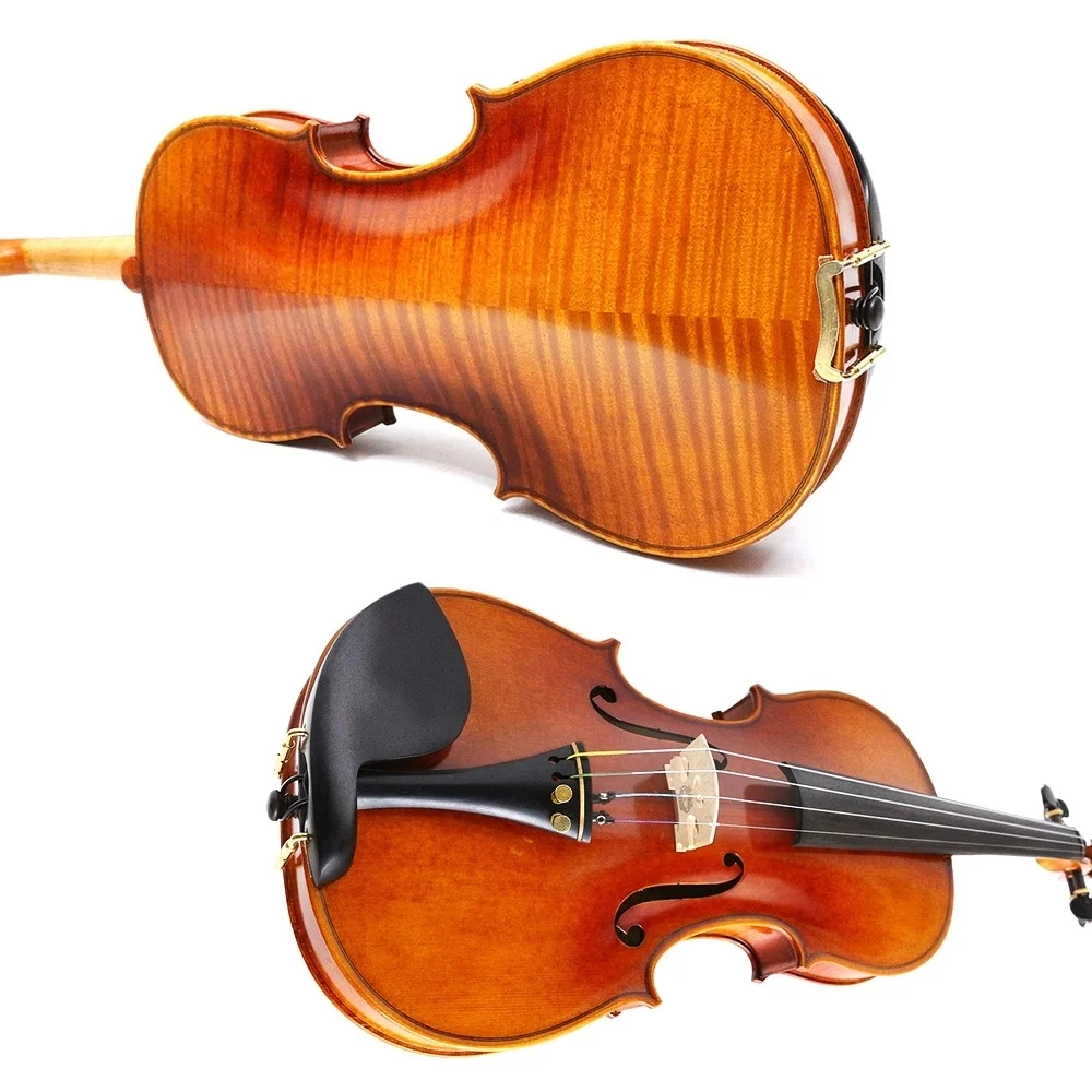 Advanced Violin 4/4 Full Size Maple Spruce Ebony Wood Handmade New Violin With Brazil wood Bow Lightweight Durable